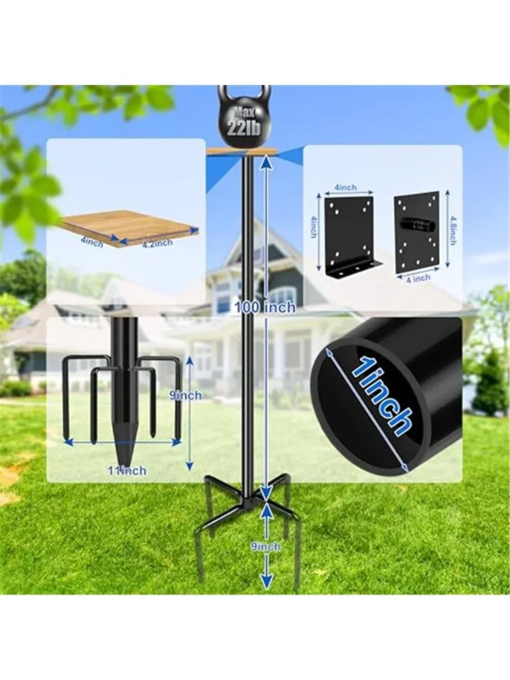 Bird Feeder Pole, 109 Inch Heavy Duty Bird House Pole Kit for Outdoors